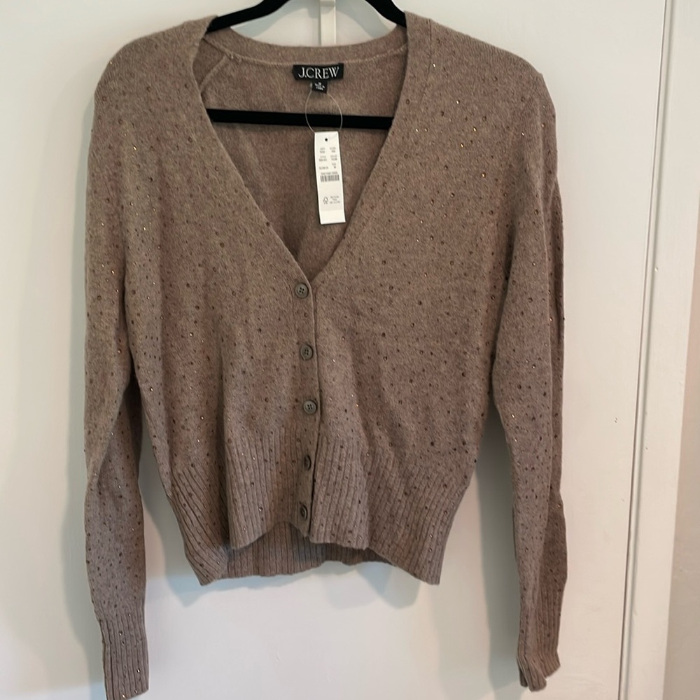 J.Crew V-neck cardigan sweater in Supersoft yarn with crystals, sized medium - Picture 4 of 8